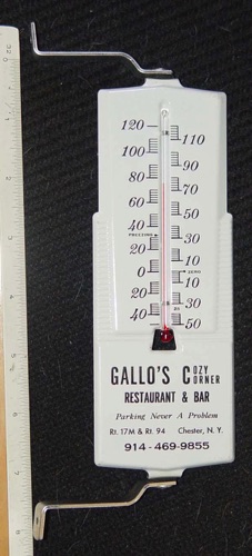 Gallo's Cozy Corner Restaurant and Bar Thermometer. Circa 1960s  chs-005427